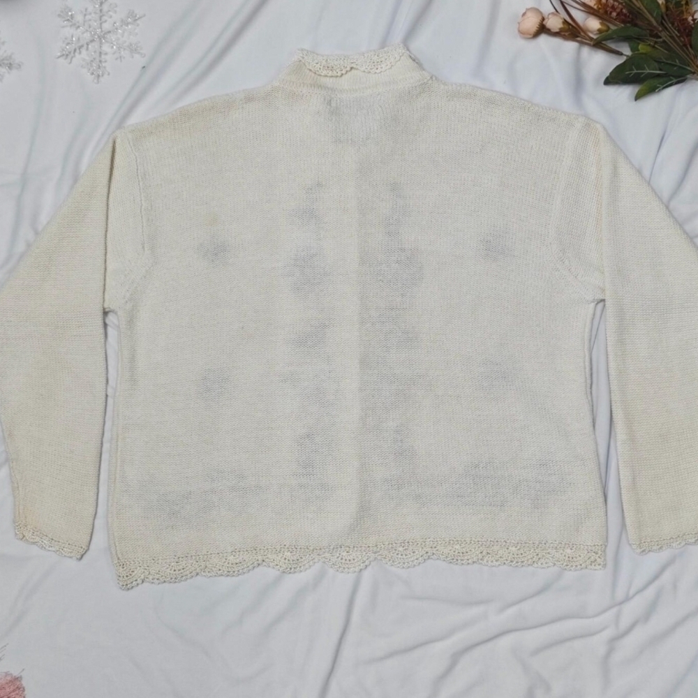 Carolyn Taylor Cream Cardigan with Pink Floral Embroidery - Picture 5 of 6